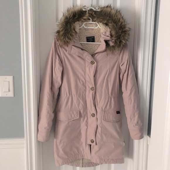 Abercrombie & Fitch Sherpa Military Parka - Powder Pink - Picture 2 of 5